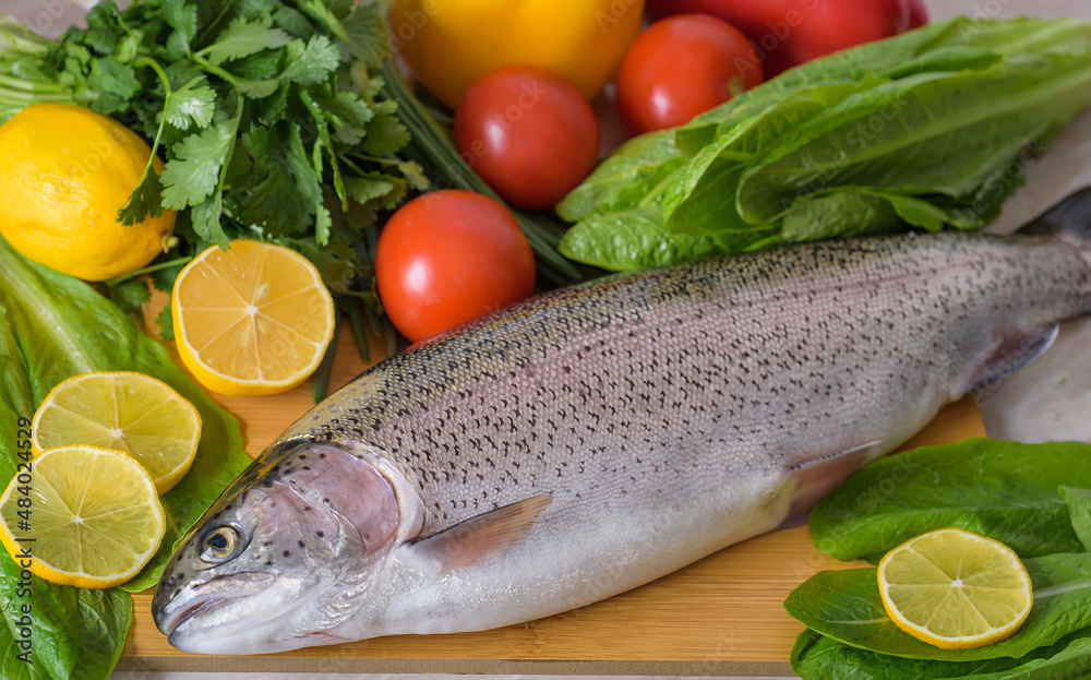 fresh fish with lemon and vegetables fresh fish with lemon and vegetables