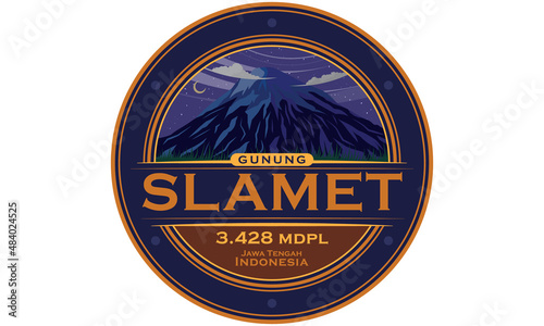 mountain logo. The mountain originating from Indonesia is named Mount Slamet. with a height of 3,428 meters photo