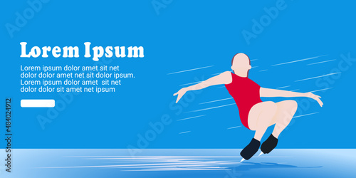 UI design of abstract woman skating on ice on abstract blue background