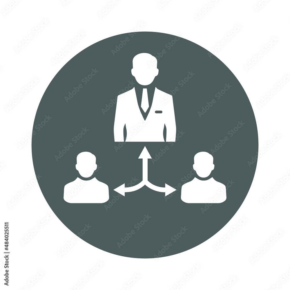 Management, leader, team icon. Gray vector sketch.