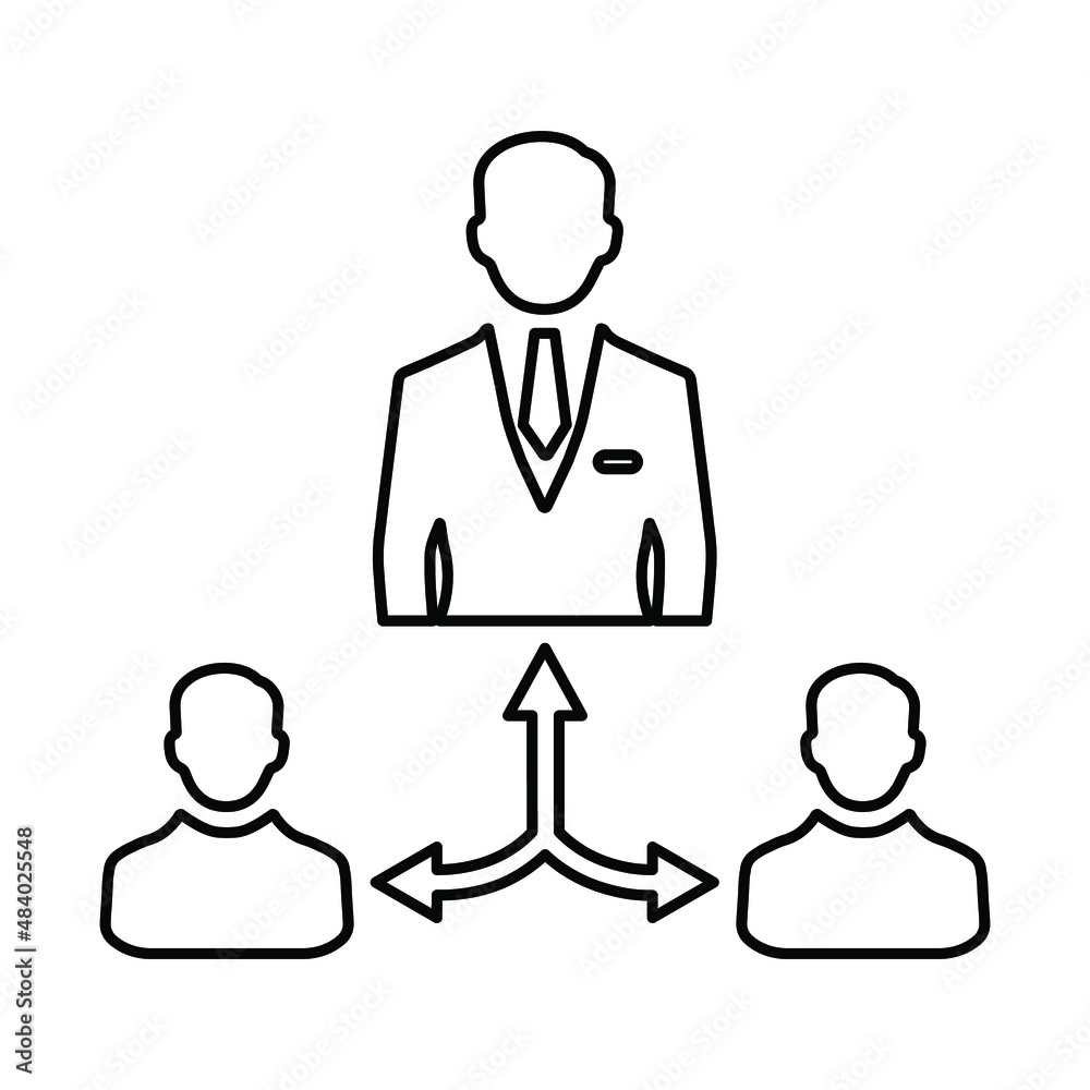 Management, leader, team outline icon. Line art sketch. Management, leader, team outline icon. Line art sketch.