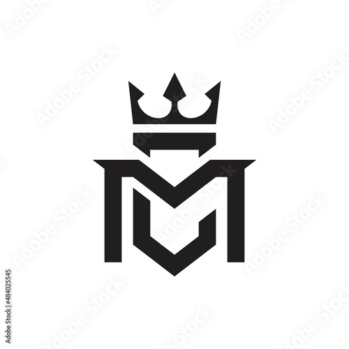 Letter logo MC or CM with crown icon vector.