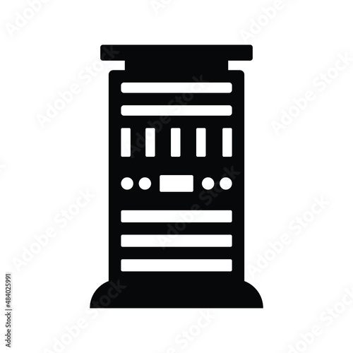 Center, data, storage icon. Black vector graphics.