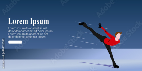 UI design of abstract man skating on ice on an abstract blue background, male Figure Skaters