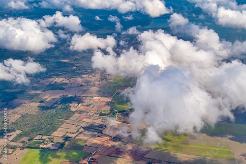 Aerial view of rural area and clouds