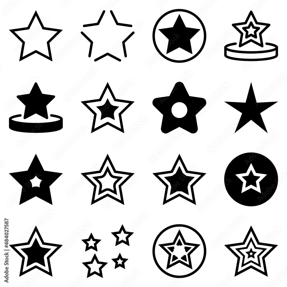 Stars Flat Icon Set Isolated On White Background Stars Flat Icon Set Isolated On White Background