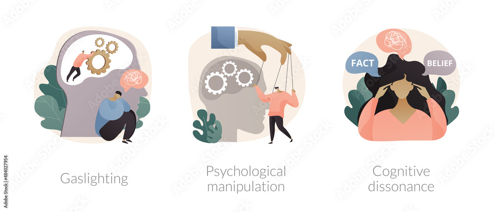 Fototapeta premium Mental abuse abstract concept vector illustrations.