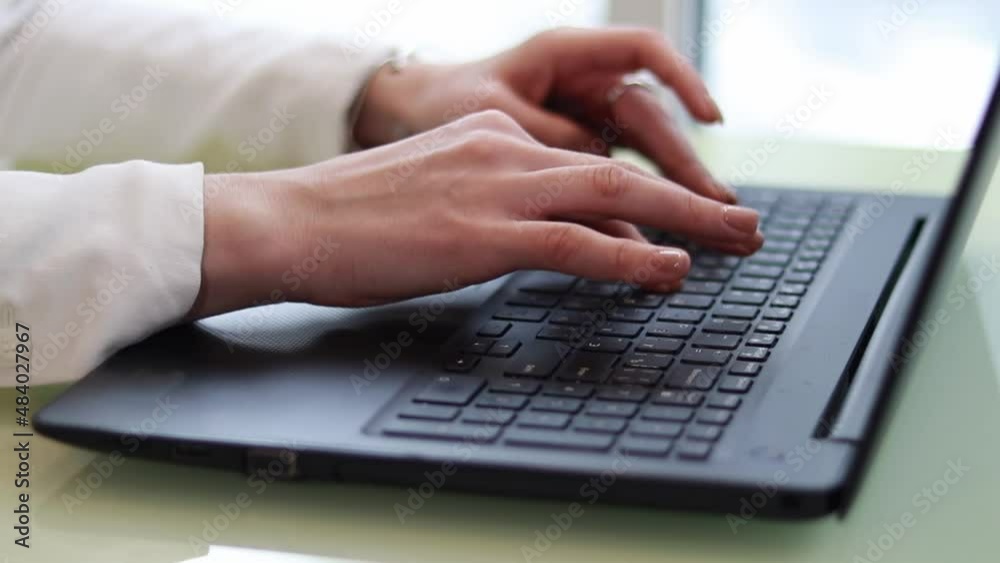 Online conference. Working on a laptop. Business negotiations Online conference. Working on a laptop. Business negotiations