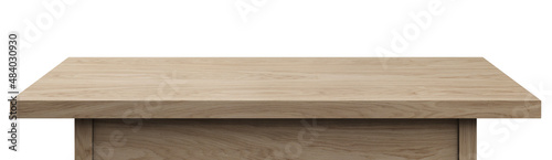 Oak-tree wooden table. Isolated, clipping path included. 3d illustration