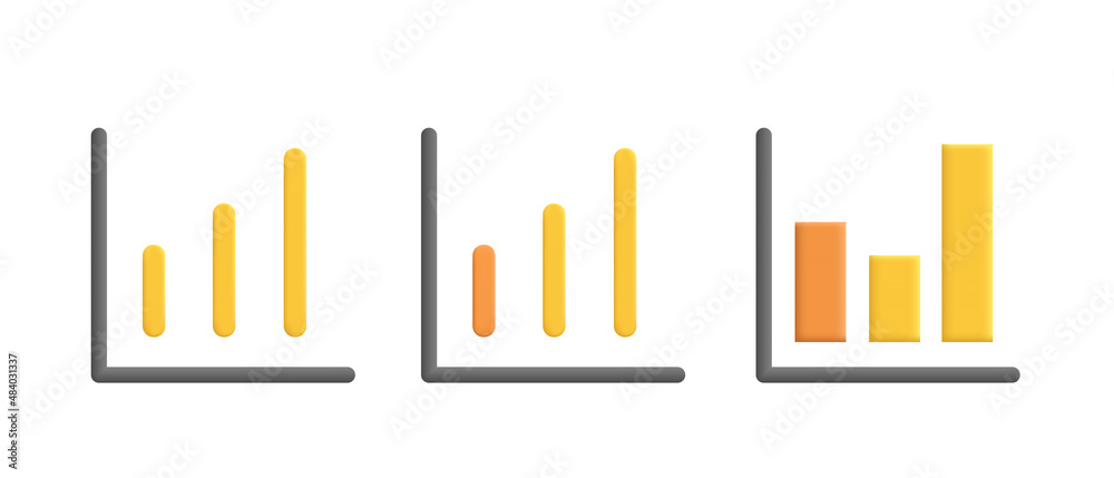 3D Column Chart. Vector 3D clipart. Illustration in сlaymorphism style. 3D Column Chart. Vector 3D clipart. Illustration in сlaymorphism style.