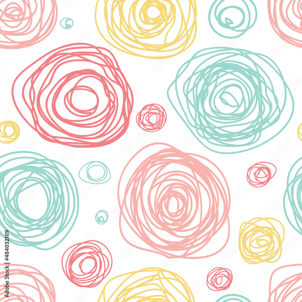 Seamless vector background with circles and hearts. Children's doodles. Seamless vector background with circles and hearts. Children's doodles.