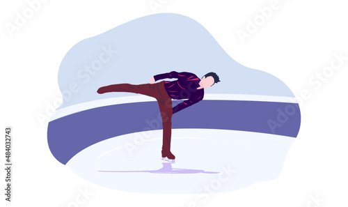 UI design of abstract man skating on ice on an abstract blue background, male Figure Skaters