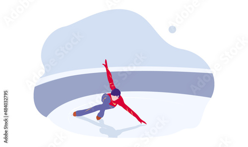 UI design of abstract man skating on ice on an abstract blue background, male Figure Skaters