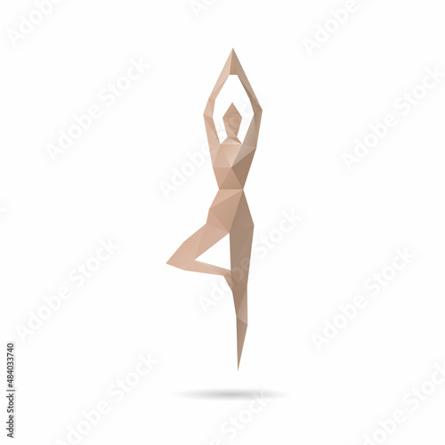 Silhouette man practicing yoga abstract, vector illustration