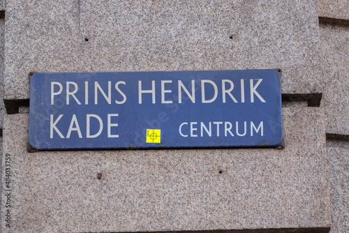 Street Sign Hendrikkade At Amsterdam The Netherlands 28-1-2022
