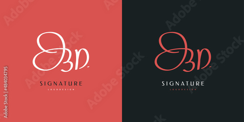 BD Initial Logo Design with Handwriting Style. BD Signature Logo or Symbol for Wedding, Fashion, Jewelry, Boutique, Botanical, Floral and Business Identity photo