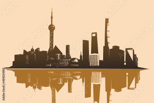 Vector illustration of China landscape. BEIJING travel background.