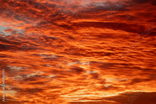 Red sky with white clouds - perfect for sky replacement
