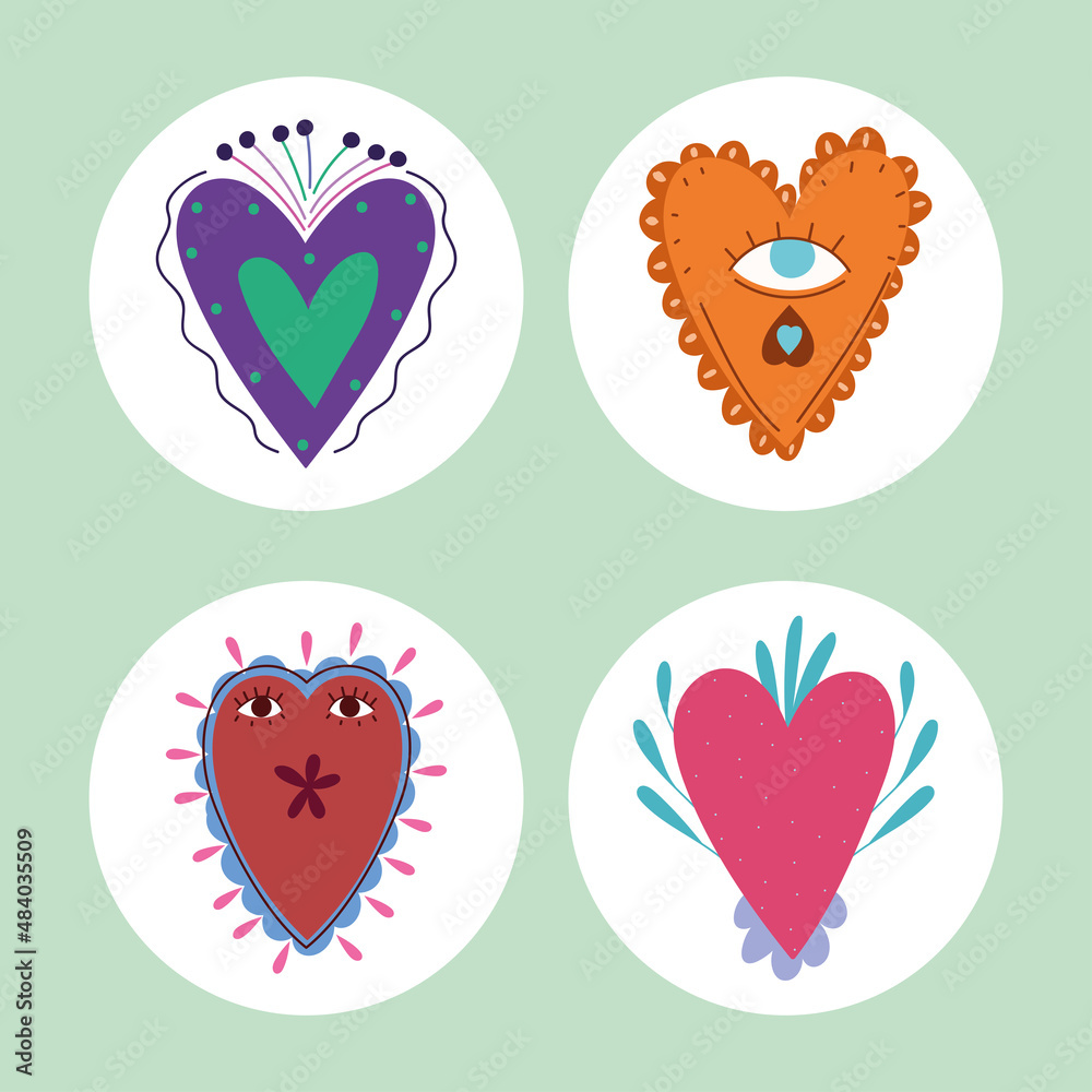 icons cartoon hearts