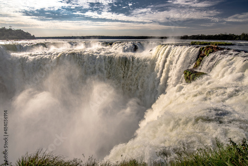 Main view of the Devil´s Throat (Garganta del Diablo) from the argentinian side of Iguazú Falls, in South América. Iguazú National Park.
