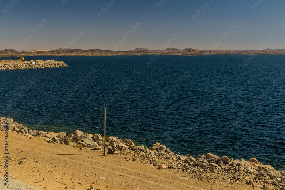 View of Aswan High Dam reservoir from the dam, Egypt