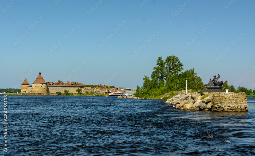 An ancient Russian fortress on Orekhovy Island at the source of the Neva River; opposite the city of Shlisselburg in the Leningrad Region.