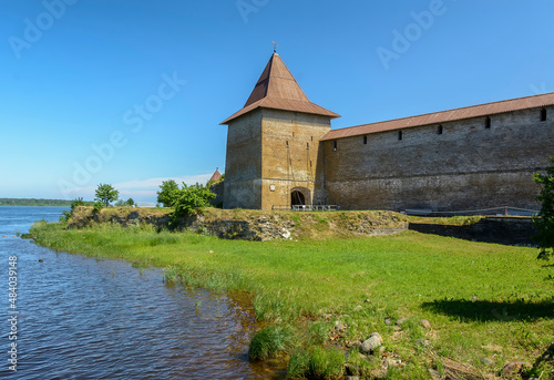 An ancient Russian fortress on Orekhovy Island at the source of the Neva River  opposite the city of Shlisselburg in the Leningrad Region.