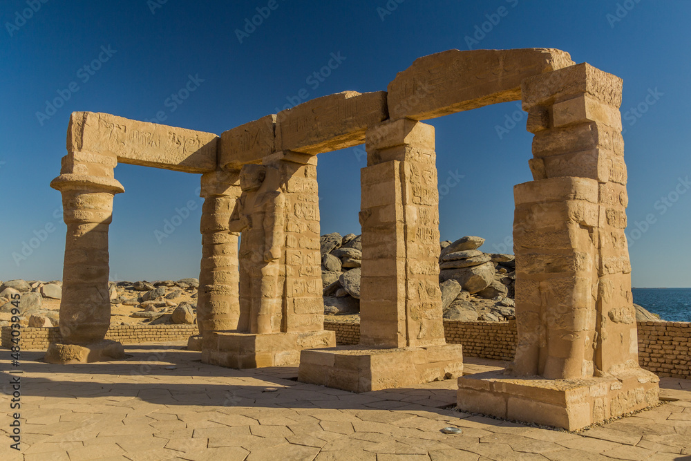 Ruins of Kertassi temple on the island in Lake Nasser, Egypt