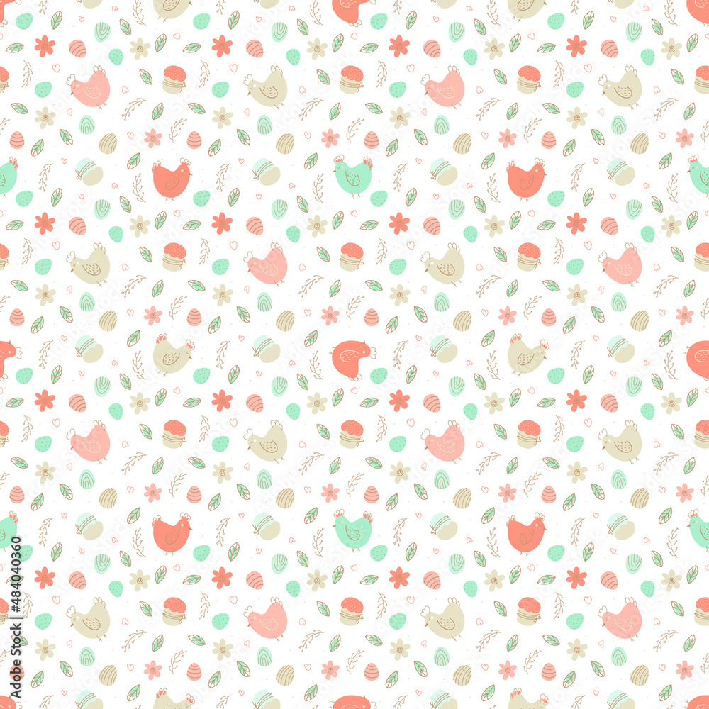 Easter background with Chicken and eggs. Design for Easter Easter background with Chicken and eggs. Design for Easter
