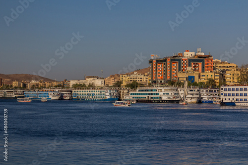 Cruise ships at the river Nile in Aswan, Egypt