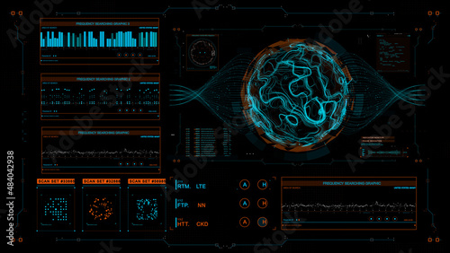 hud interface global network connection tech innovation concept element template design futuristic interface hud design. Set infographic elements. virtual hologram, landscape
