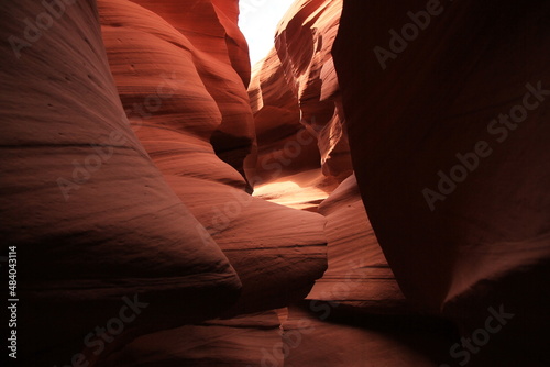 The shapes of the red rocks of the Antelope Canyon