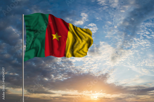 Waving National flag of Cameroon
