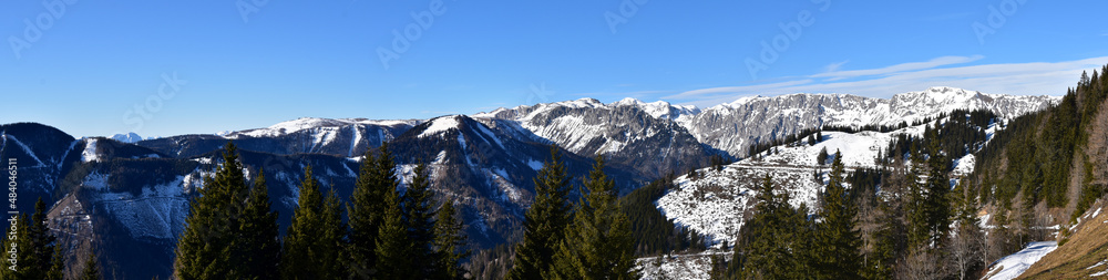 Panorama auf die Hochschwab-Gruppe, Steiermark, Blick vom Hochanger