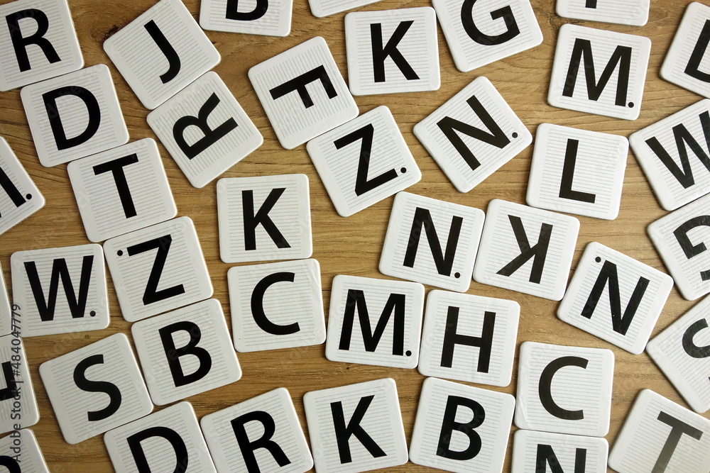 Consonants lying on school desk