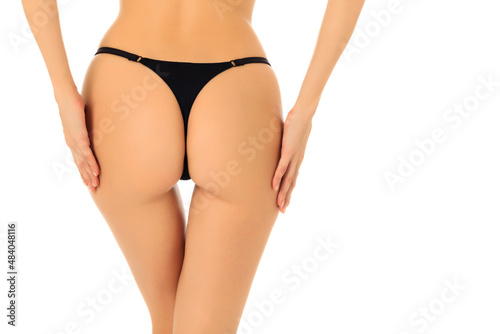 Female butt, white background