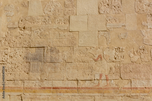 Wall of the temple of Hatshepsut at the Luxor's West bank, Egypt