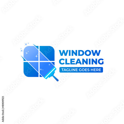 glass cleaning company logo template. logo shaped glass that is being wiped.