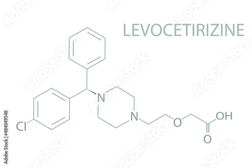 Levocetirizine molecular skeletal chemical formula. 