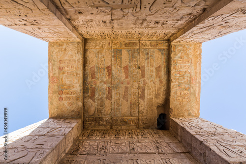 Decorations of Medinet Habu (Mortuary temple of Ramesses III) at the Theban Necropolis, Egypt photo