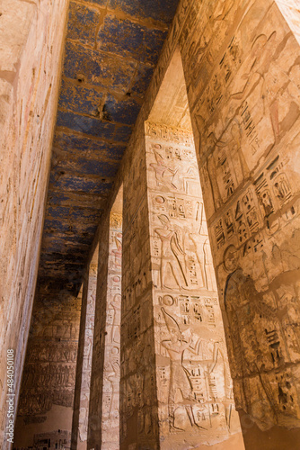 Decorations of Medinet Habu (Mortuary temple of Ramesses III) at the Theban Necropolis, Egypt
