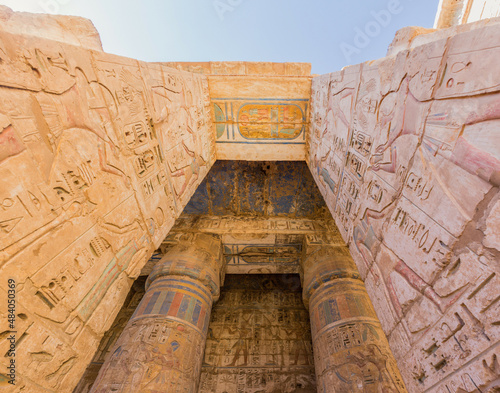 Detail of Medinet Habu (Mortuary temple of Ramesses III) at the Theban Necropolis, Egypt