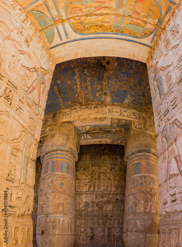 Decorations of Medinet Habu (Mortuary temple of Ramesses III) at the Theban Necropolis, Egypt