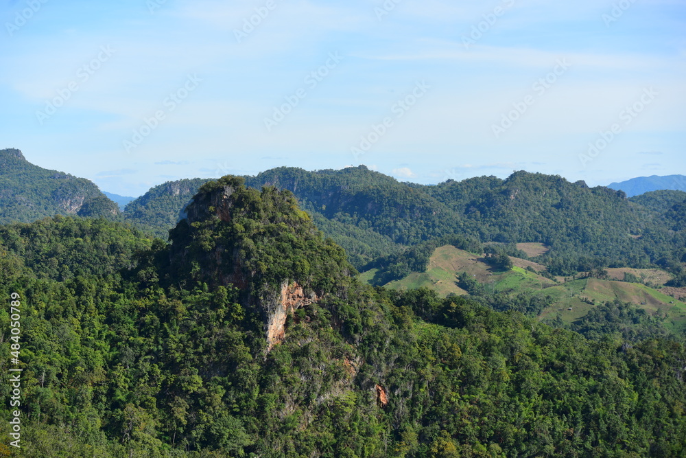 Village view in the forest area and fresh green mountains. There is nature in Thailand. Village view in the forest area and fresh green mountains. There is nature in Thailand.