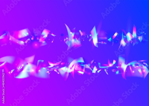 Glitch Effect. Bright Art. Kaleidoscope Texture. Retro Prism. Rainbow Confetti. Party Christmas Decoration. Violet Laser Glare. Modern Foil. Pink Glitch Effect