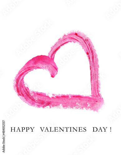 pink heart isolated on white background, valentines day greeting card