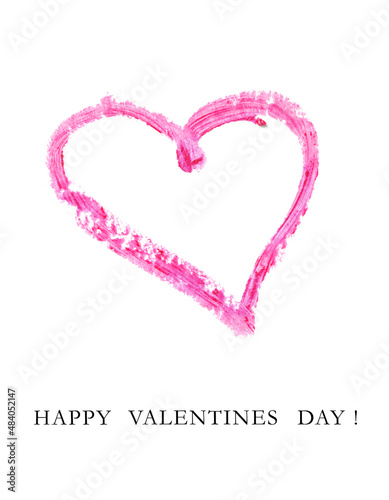 pink heart isolated on white background, valentines day greeting card