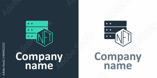 Logotype NFT blockchain technology icon isolated on white background. Non fungible token. Digital crypto art concept. Logo design template element. Vector