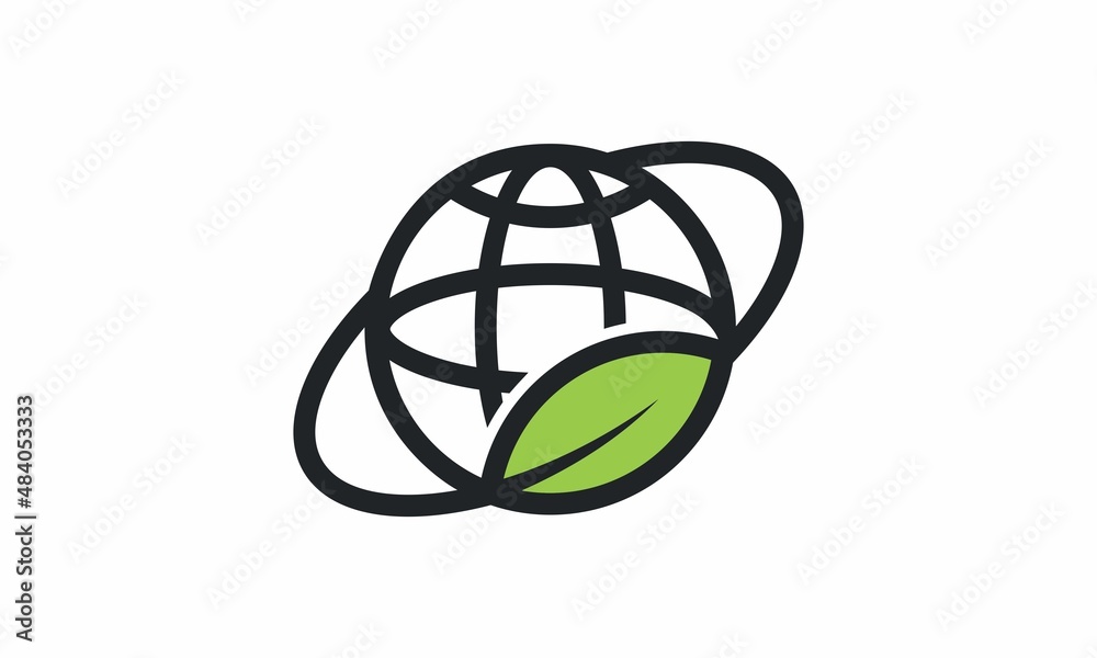 globe eco green leaf logo vector image globe eco green leaf logo vector image