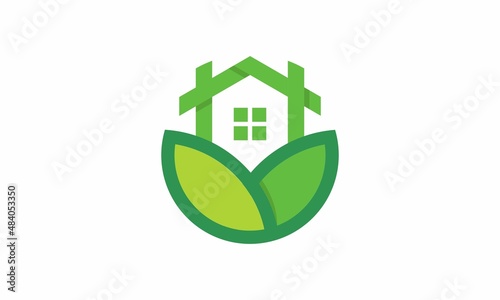 green house with leaf icon